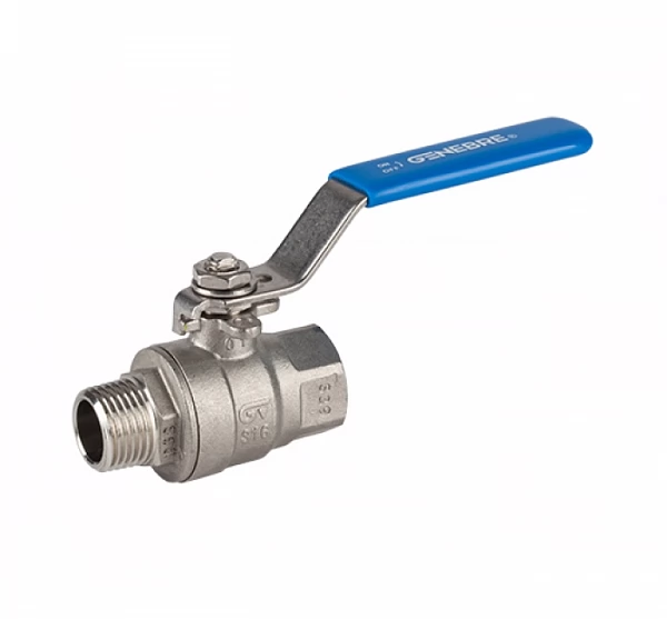 Кран шаровой полнопроходной GENEBRE 3048 04, DN015, PN25, корпус - латунь, шар - латунь, уплотн. шара - PTFE, НР/ВР, рукоятка-рычаг