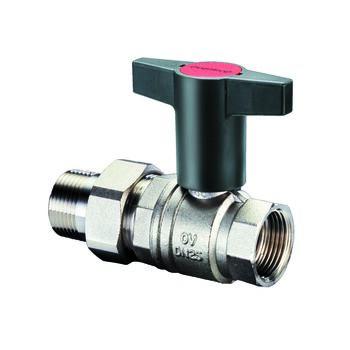 Кран шаровой Oventrop Optibal, DN-25, 1", НВ, PN, бар-16, ручка-бабочка, никелированный, с ниппелем и НГ