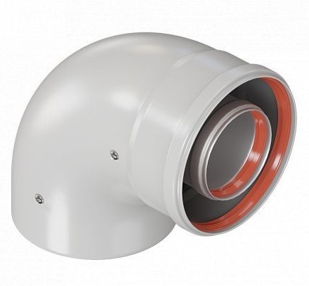 Отвод котловой Krats 90° 60/100 раструб-раструб алюминий