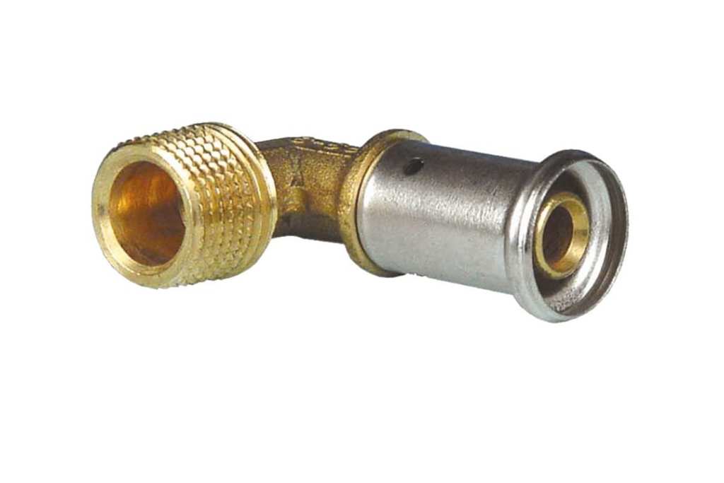 Угольник Henco 90° НР латунь пресс 16x1/2"