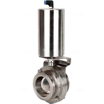 Затвор дисковый поворотный кламповый DN.ru WBV3131S-2W-C-H Ду100 Ру10 корпус - пищевая нержавеющая сталь 304, уплотнение – Silicon, с пневмоприводом DN.ru PA-SA-85 с возвратными пружинами