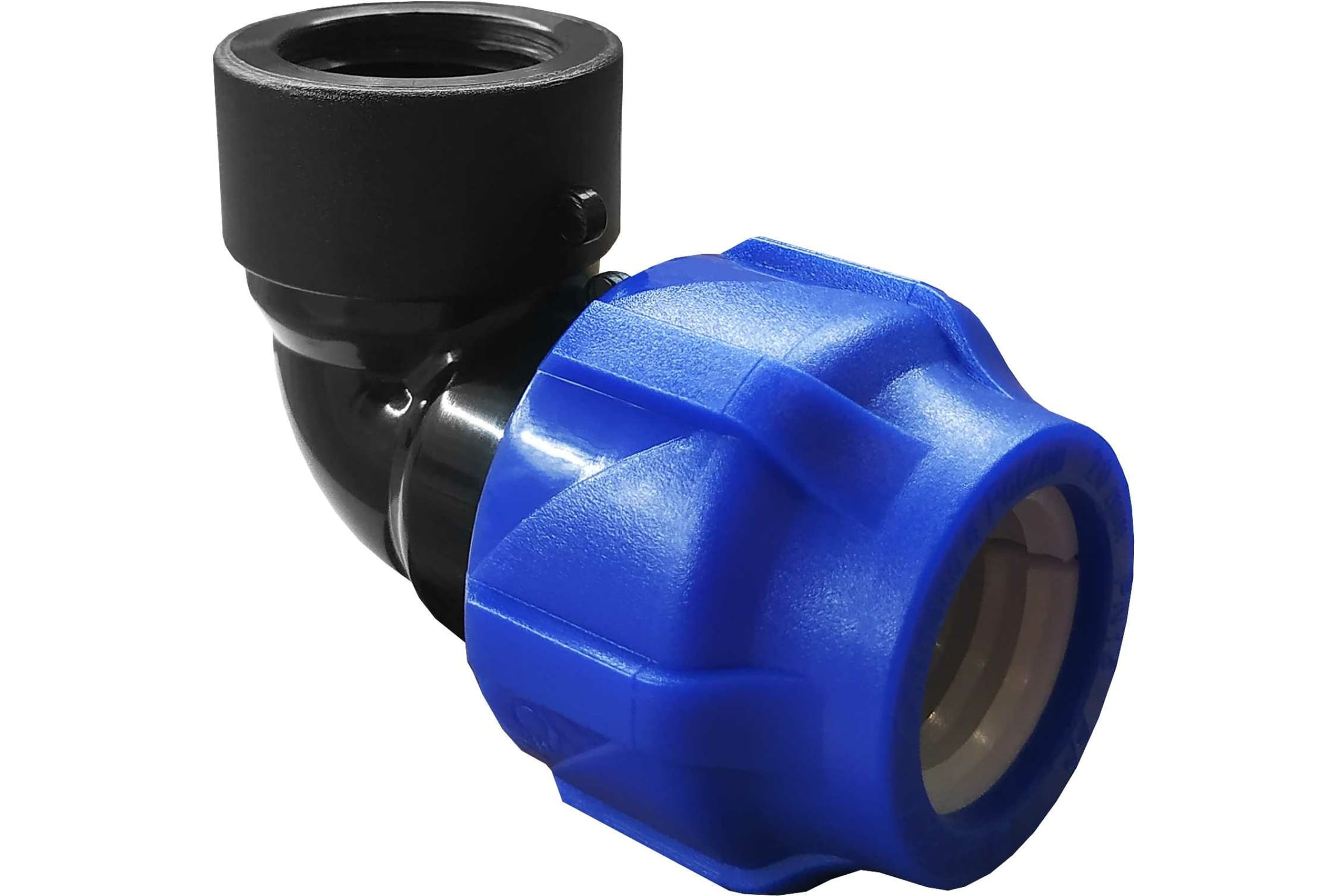 Отвод ПЭ компресс. Дн63х2"х90гр ВР VALFEX