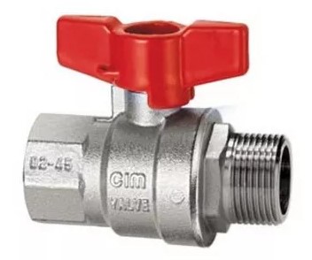Кран шаровой Cimberio сер.Т16, 1/2" ВР-НР, ручка-бабочка CIM 301/16 12