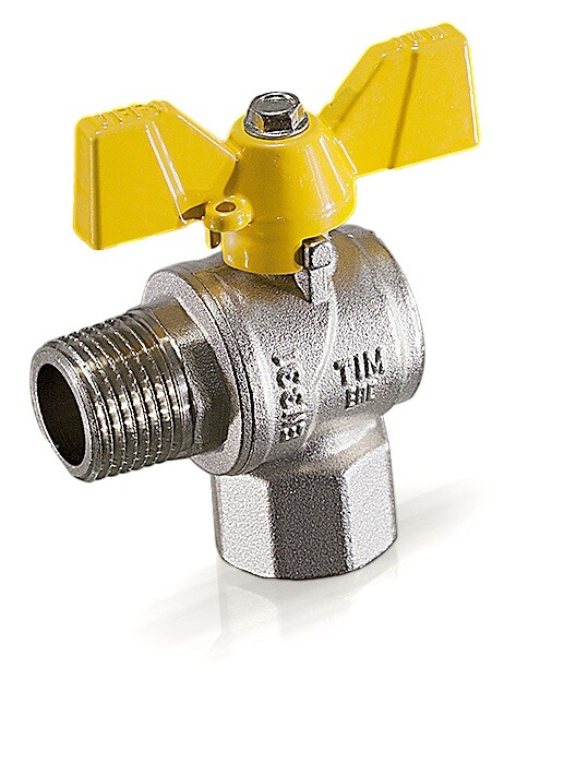Кран шаровой газовый угловой 1/2" гш бабочка TIM