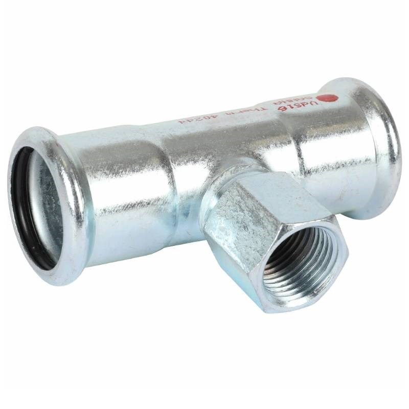 Тройник Sanha 24000 DN22-1/2"-22 пресс-резьба внутренняя сталь оцинкованная