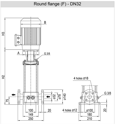 Насос Ebara EVMSG5 8F5 Q1BEG E/2,2 ETM