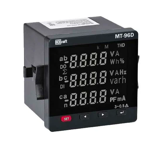 Вольтметр цифровой DEKraft ВМ-96 D96x96мм трехфазный, вход 600В, LED-дисплей