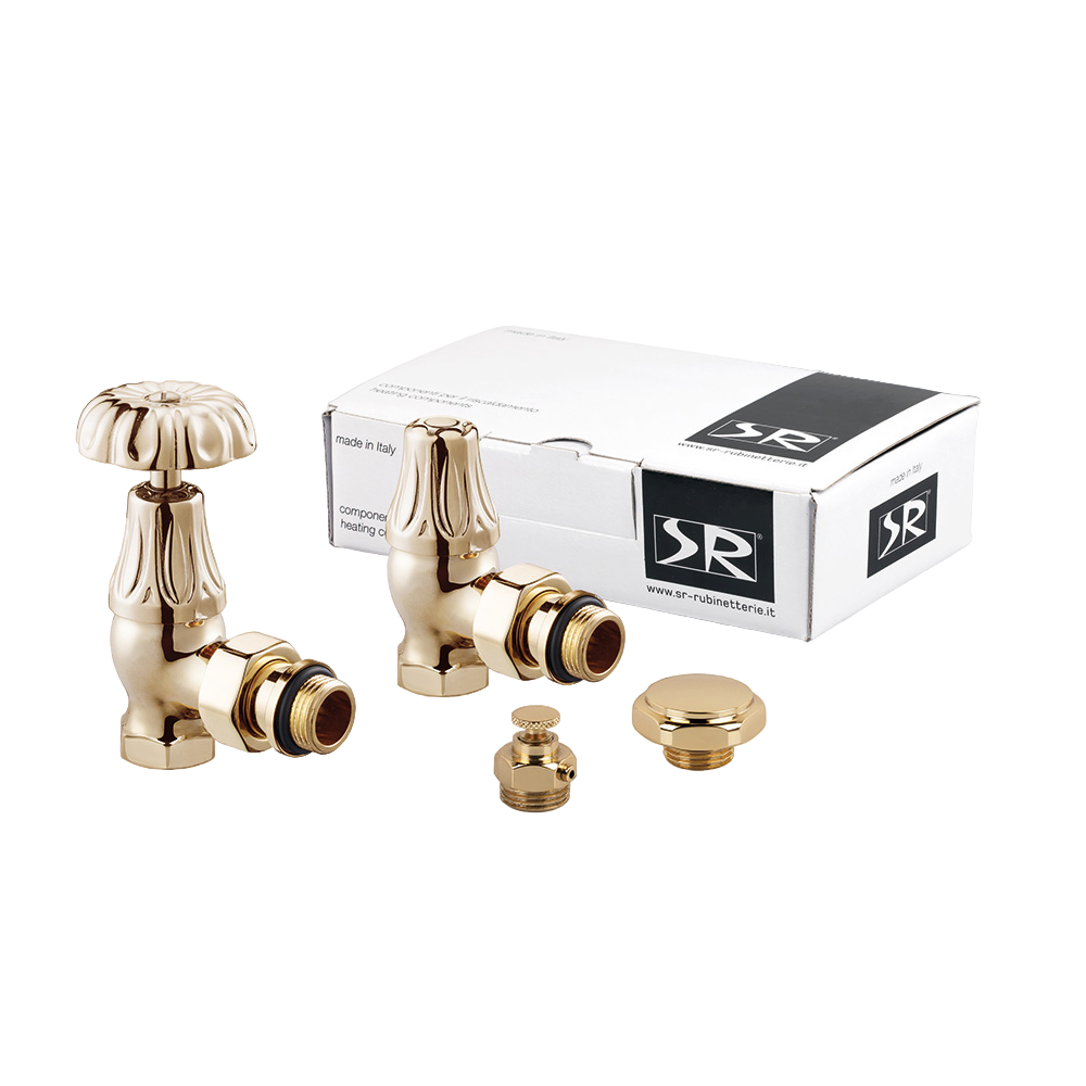 Комплект SR Rubinetterie серия Floral Old Style 1/2 угловой светлое золото