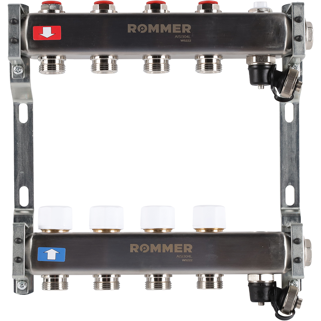 Коллектор из нержавеющей стали ROMMER RMS-3201 4 выхода