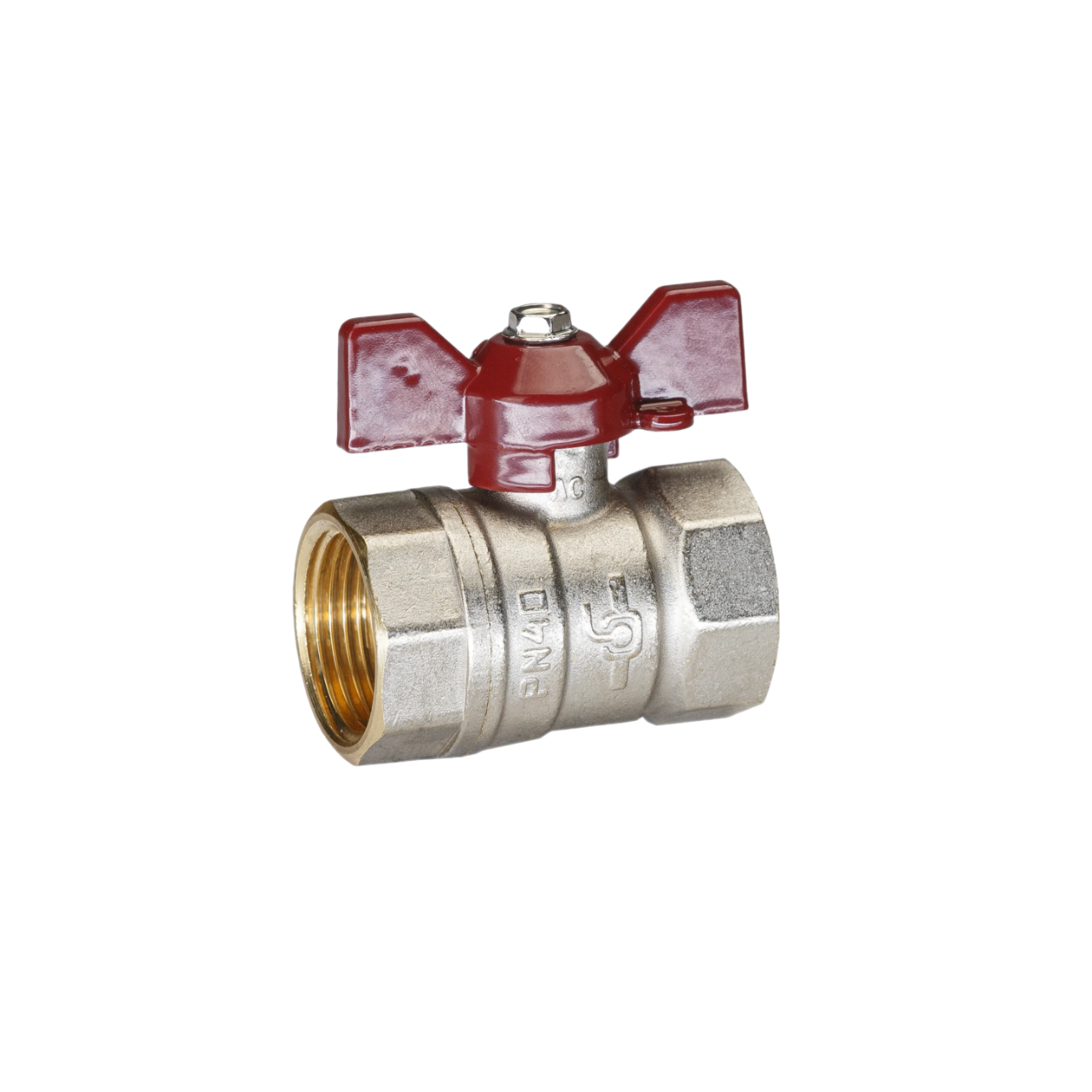 Кран шаровой бабочка 1 1/4" ВВ красная TEMPER (88.В-В.1.1/4".Б)