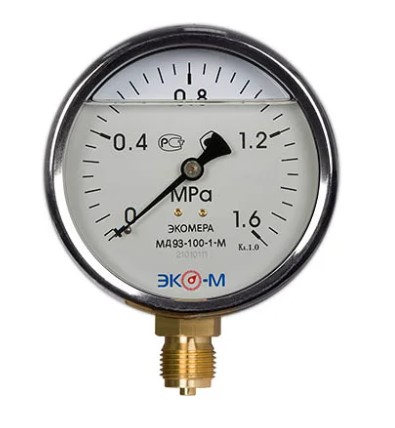 Манометр рад гидр МД93 0-1,0МПаДк100 G1/2" глиц нерж ЭКОМЕРА