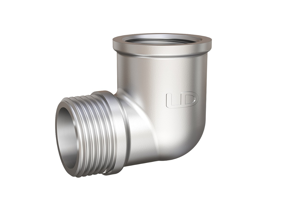 Угол 90 гр DN15 (1/2") ВР/НР латунь никель