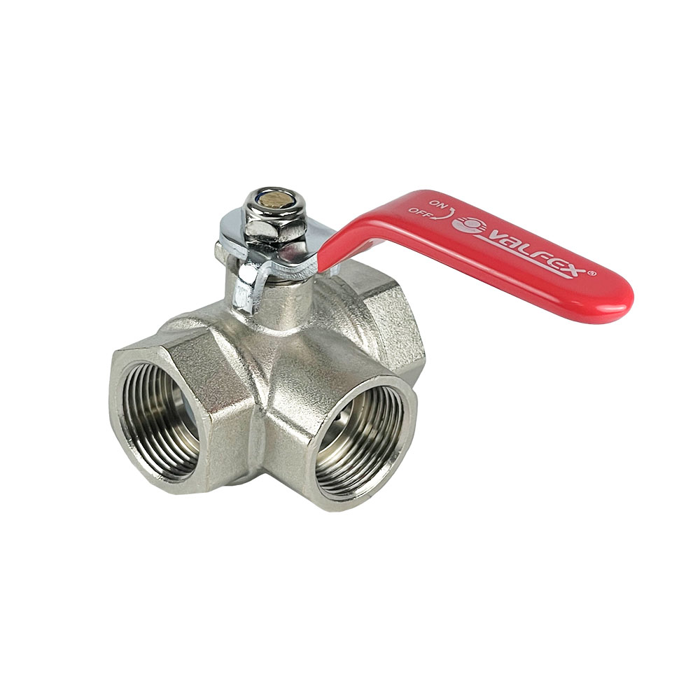 Кран шаровой Valfex латунь Ду3/4" Ру40 ВР трехходовой рычаг 150C (30/6) VF.360.N.034