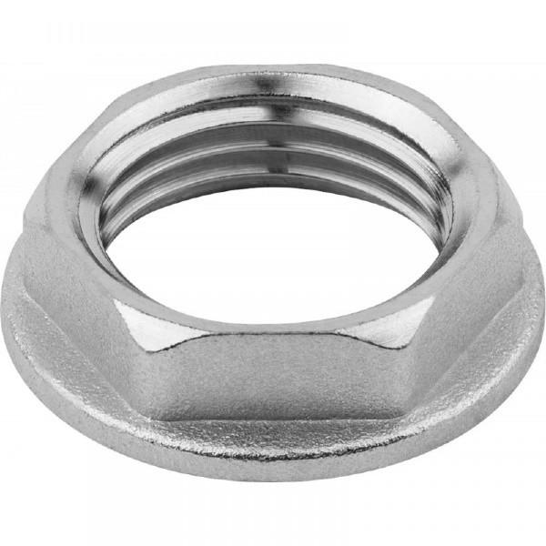 Контргайка 1/2", General Fittings 2600, резьба, вн., латунь никелированная, с фланцем