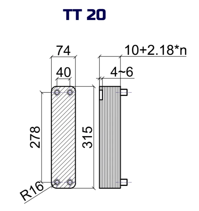 Пластинчатый теплообменник ТТ ТТ20R-10Н-4.5 Исполнение R