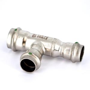 Тройник Sanpress Inox, с SC-Contur, нержав.сталь, 28х22х22 мм Viega