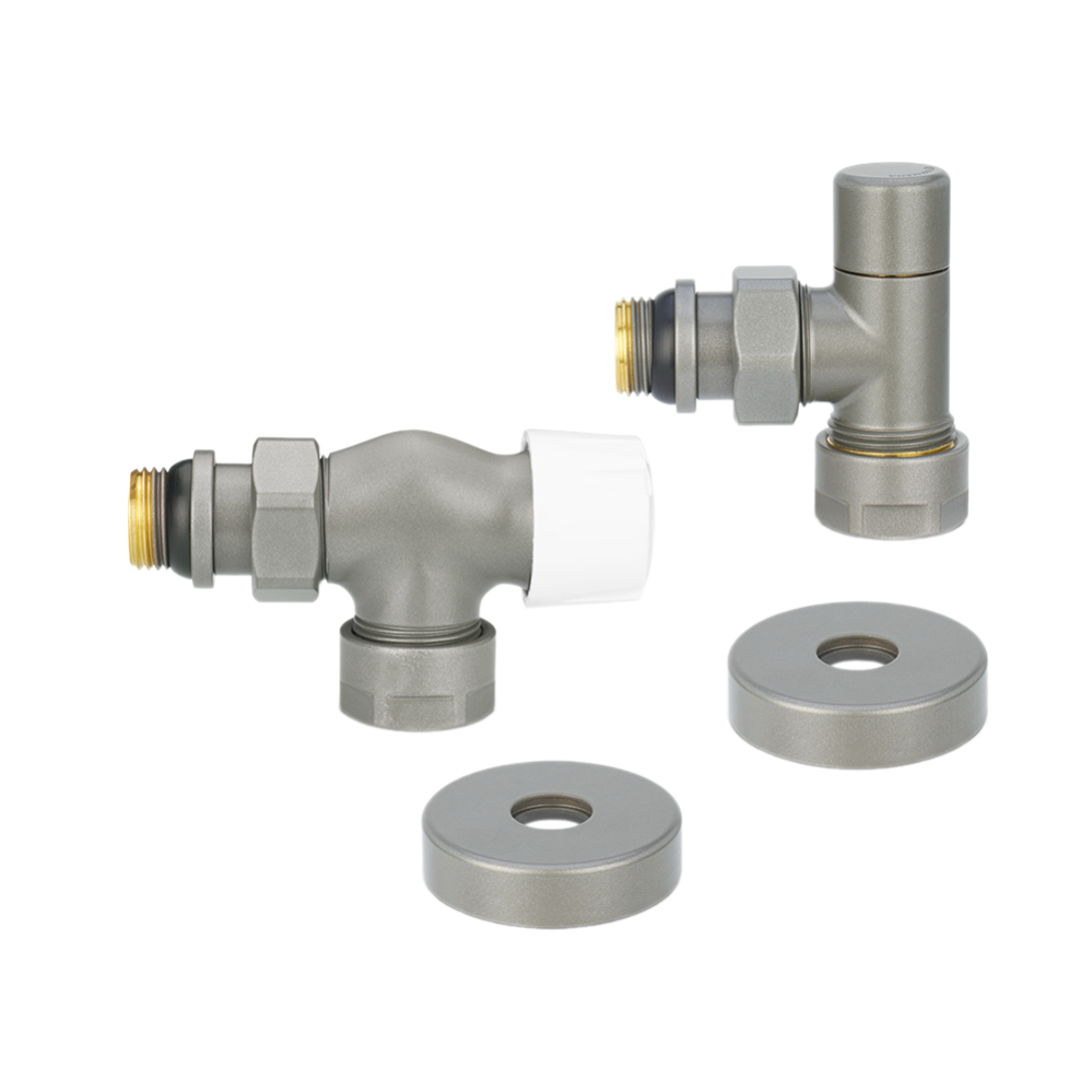 Комплект радиаторных клапанов Varmega №3, 1/2" x 3/4"EK, осевой, серый,